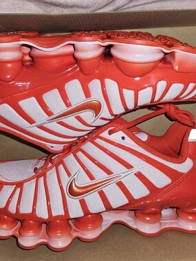 NEW with Box NIKE SHOX TL GS Pink Foam/Habanero Red-White 7Y/ 8.5 Womens